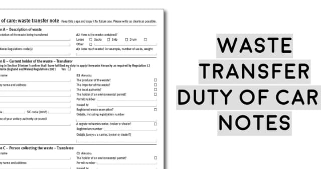Waste transfer duty of care notes