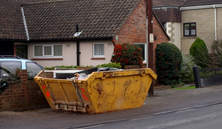 yellow skip on pavement