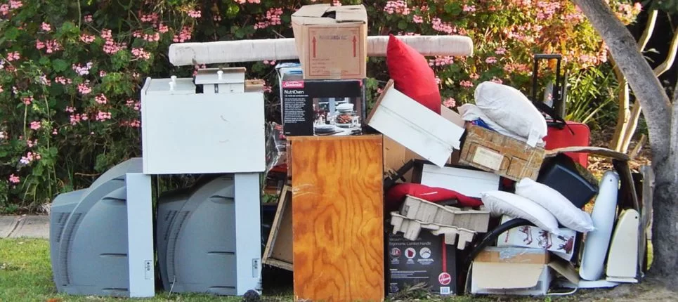 bulky household waste in garden image