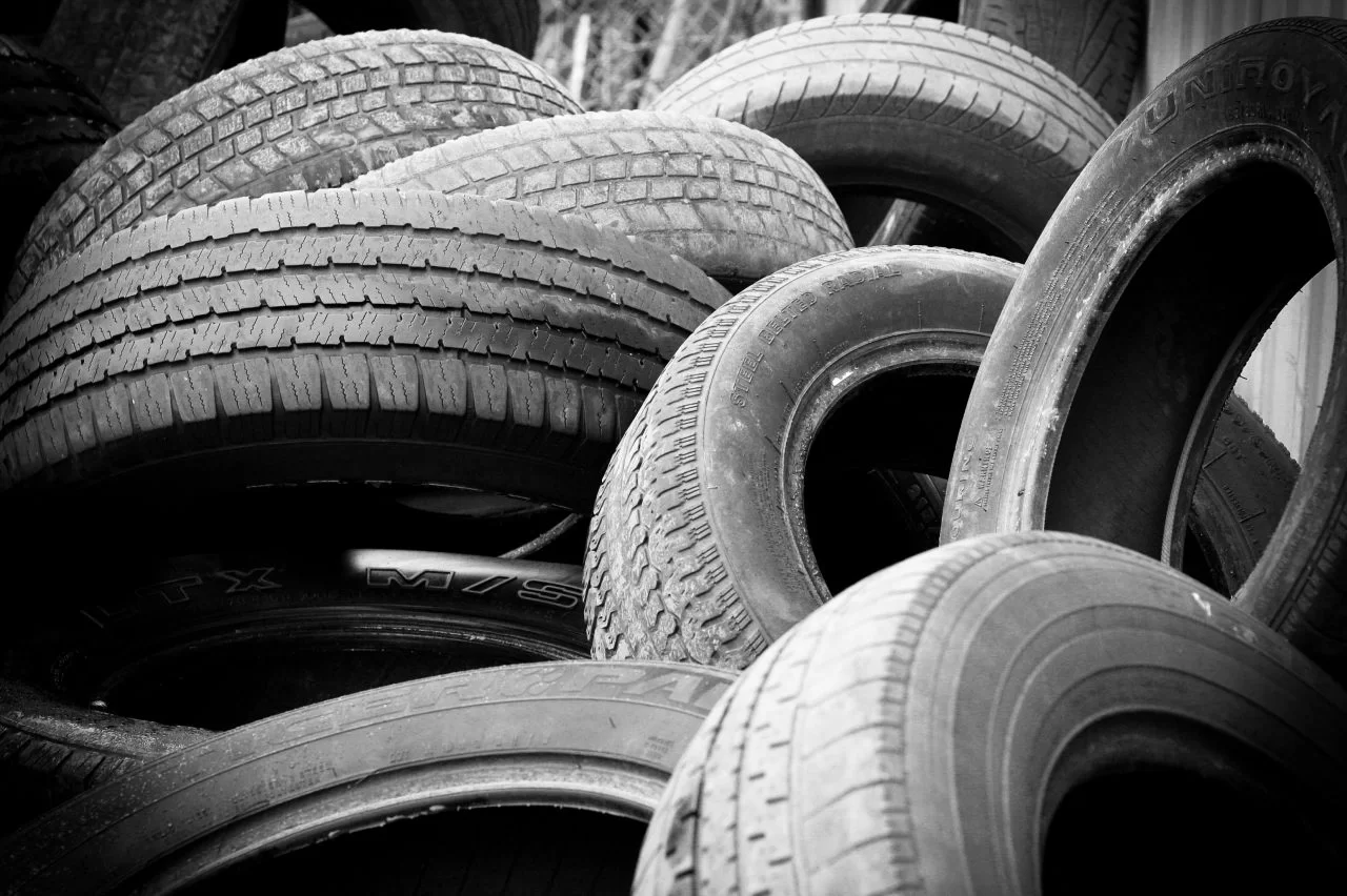 heap of old tyres tires for disposal